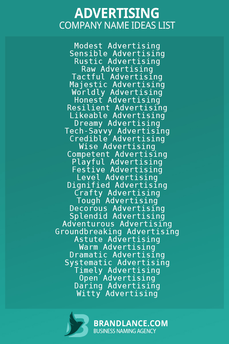 Advertising business naming suggestions from Brandlance naming experts