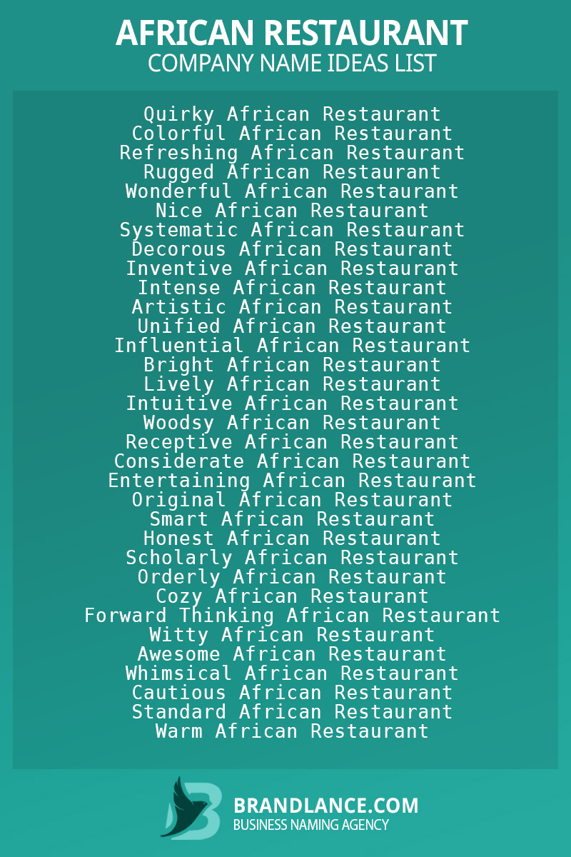 African restaurant business naming suggestions from Brandlance naming experts