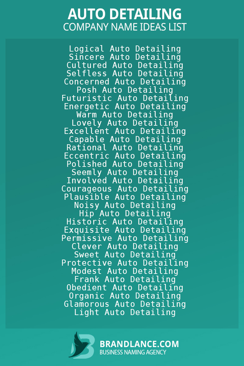 Auto detailing business naming suggestions from Brandlance naming experts