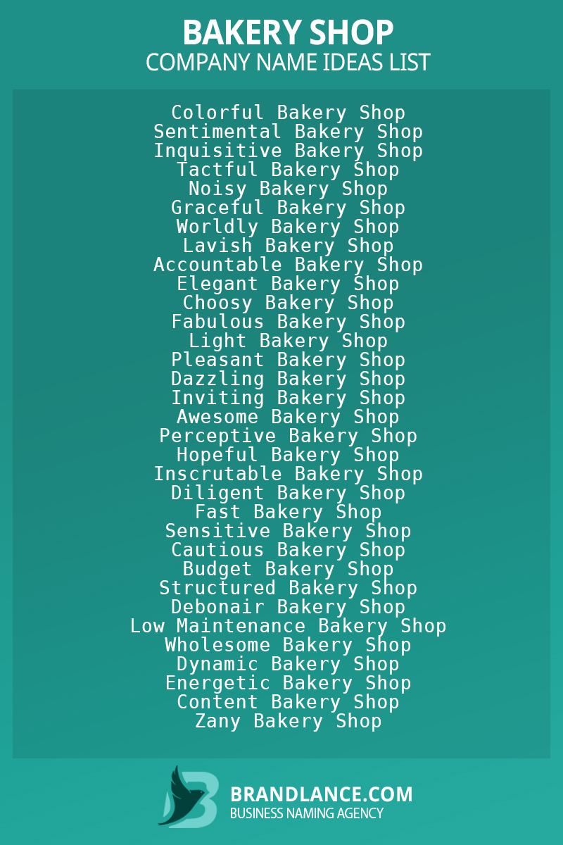 Bakery shop business naming suggestions from Brandlance naming experts