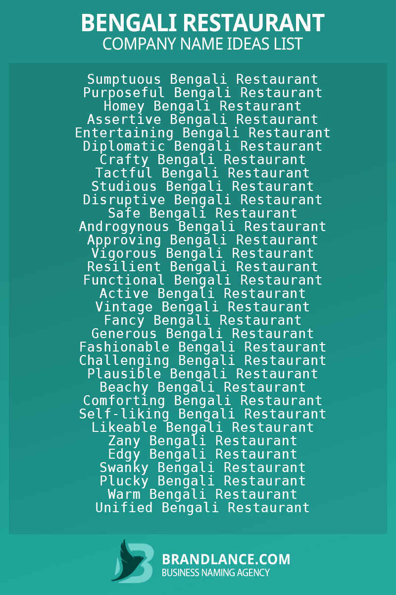 Bengali restaurant business naming suggestions from Brandlance naming experts