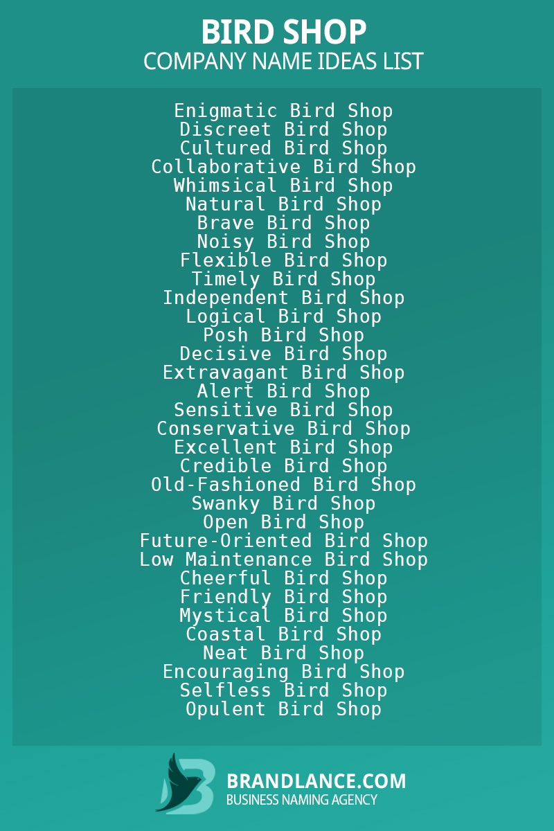 Bird shop business naming suggestions from Brandlance naming experts