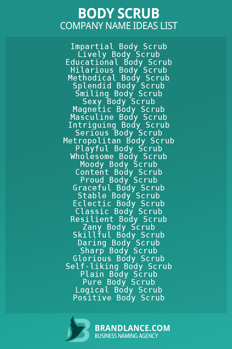 Body scrub business naming suggestions from Brandlance naming experts