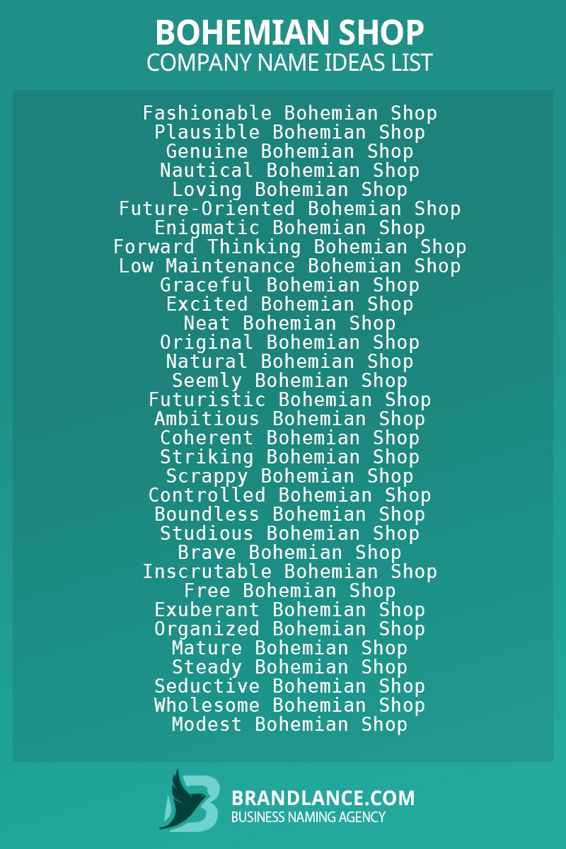 Bohemian shop business naming suggestions from Brandlance naming experts