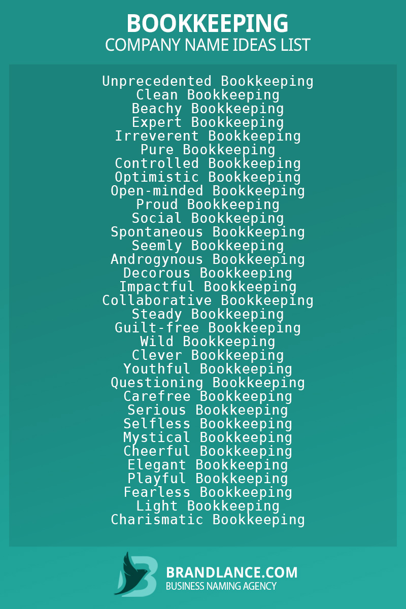 Bookkeeping business naming suggestions from Brandlance naming experts