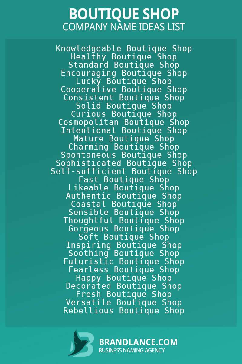 Boutique shop business naming suggestions from Brandlance naming experts
