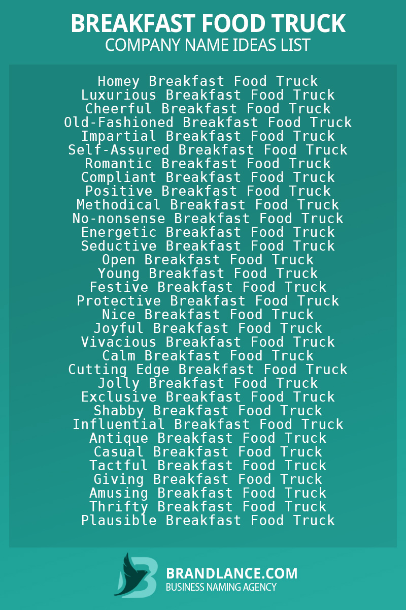 Breakfast food truck business naming suggestions from Brandlance naming experts