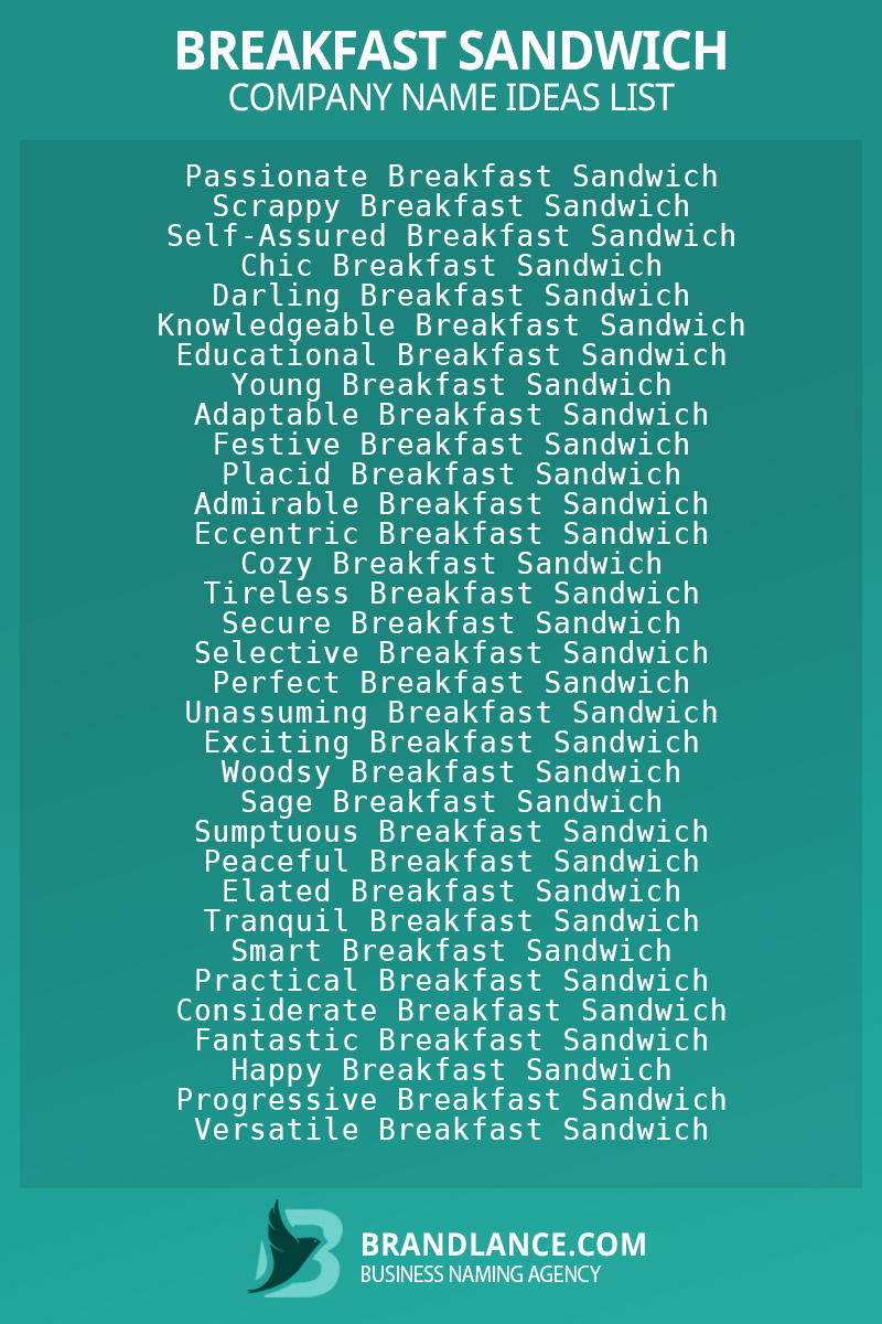 Breakfast sandwich business naming suggestions from Brandlance naming experts