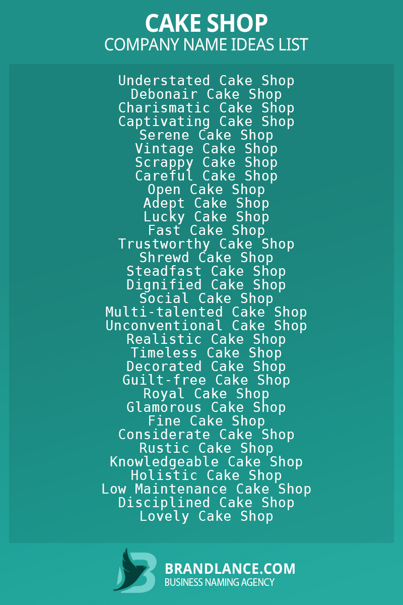 Cake Shop Business Name Suggestions 