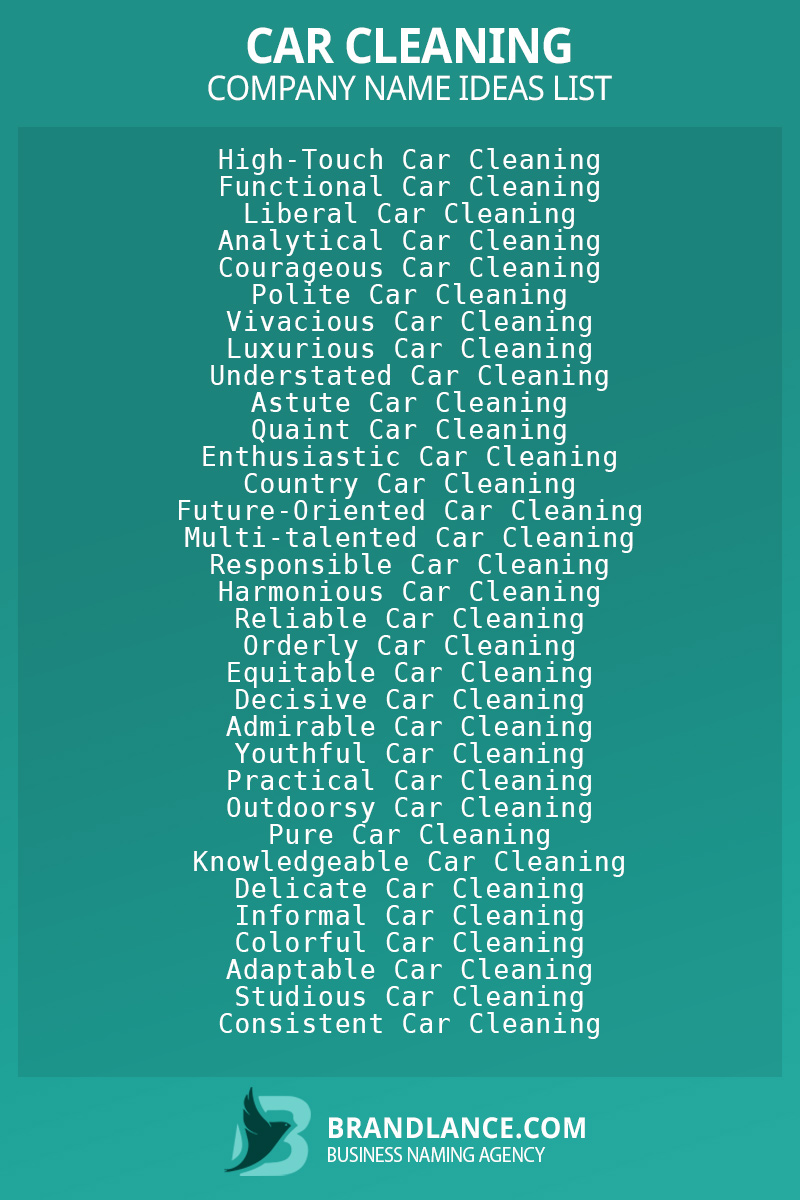 Car cleaning business naming suggestions from Brandlance naming experts