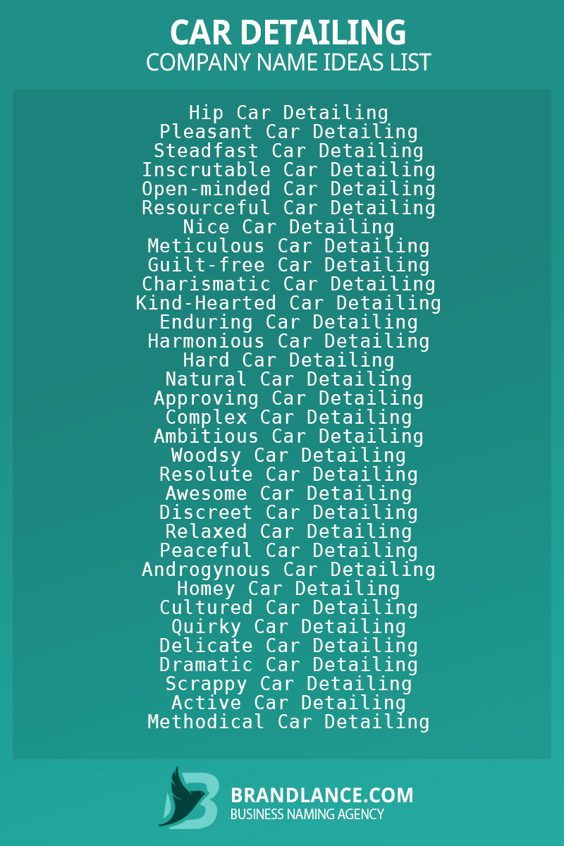 Car detailing business naming suggestions from Brandlance naming experts