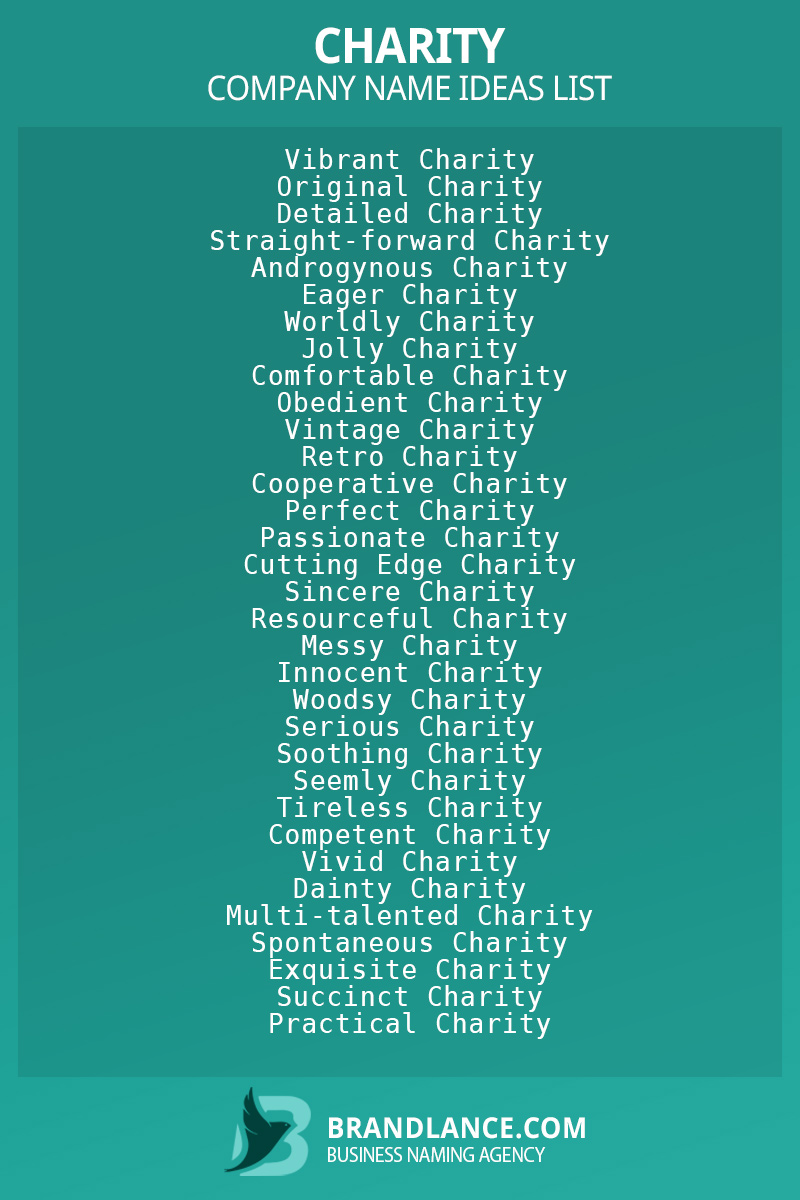 Charity business naming suggestions from Brandlance naming experts