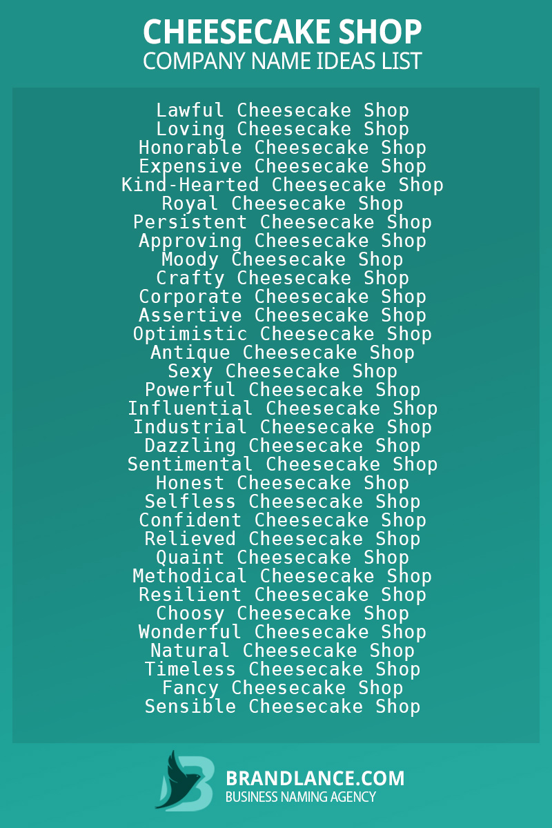 Cheesecake shop business naming suggestions from Brandlance naming experts