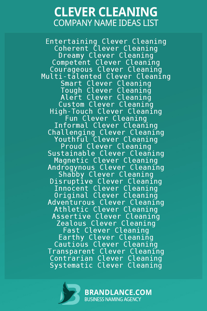 Clever cleaning business naming suggestions from Brandlance naming experts