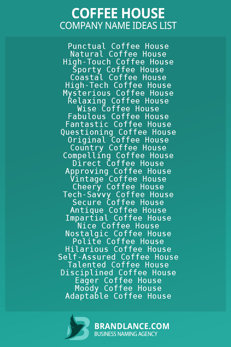 Coffee house business naming suggestions from Brandlance naming experts