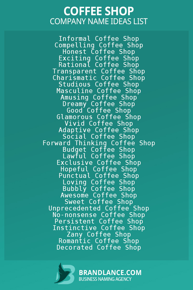 Coffee shop business naming suggestions from Brandlance naming experts