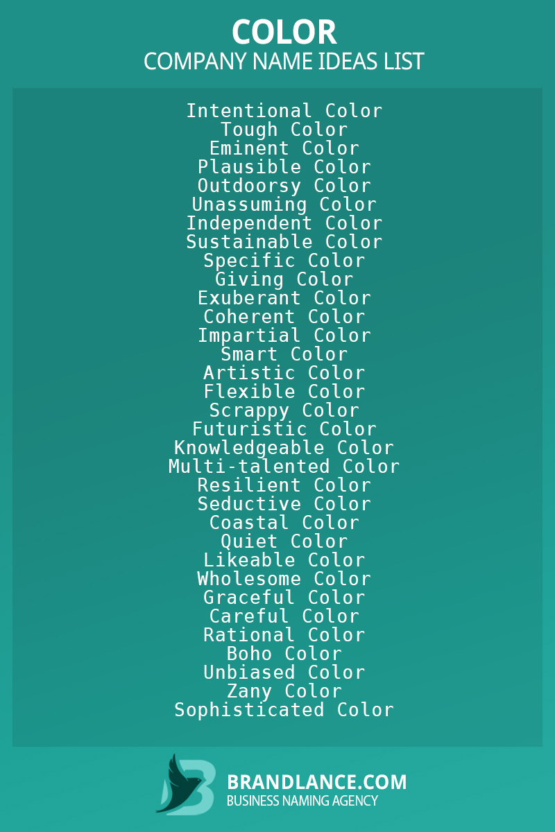 Color business naming suggestions from Brandlance naming experts