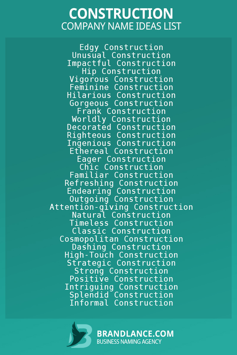 989+ Construction Company Name Ideas List Generator (2024)