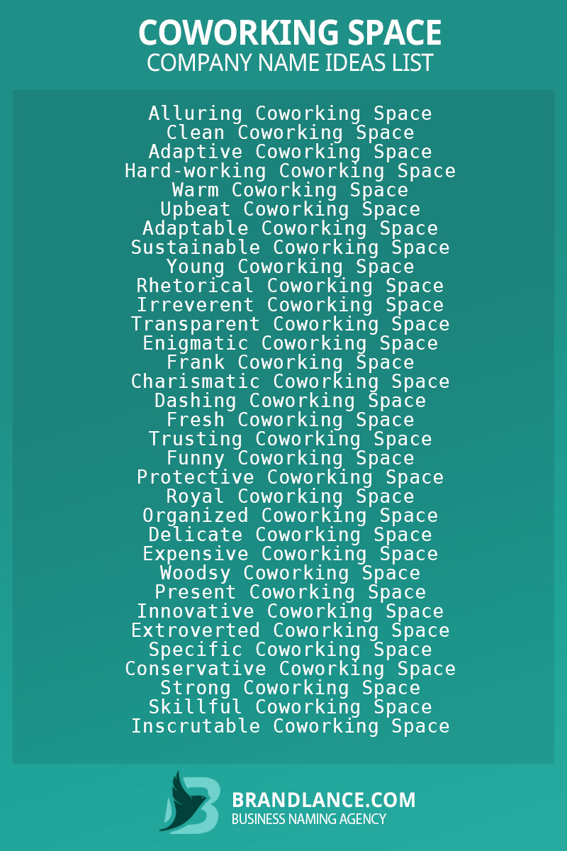 Coworking space business naming suggestions from Brandlance naming experts