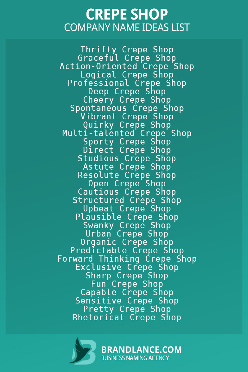 Crepe shop business naming suggestions from Brandlance naming experts