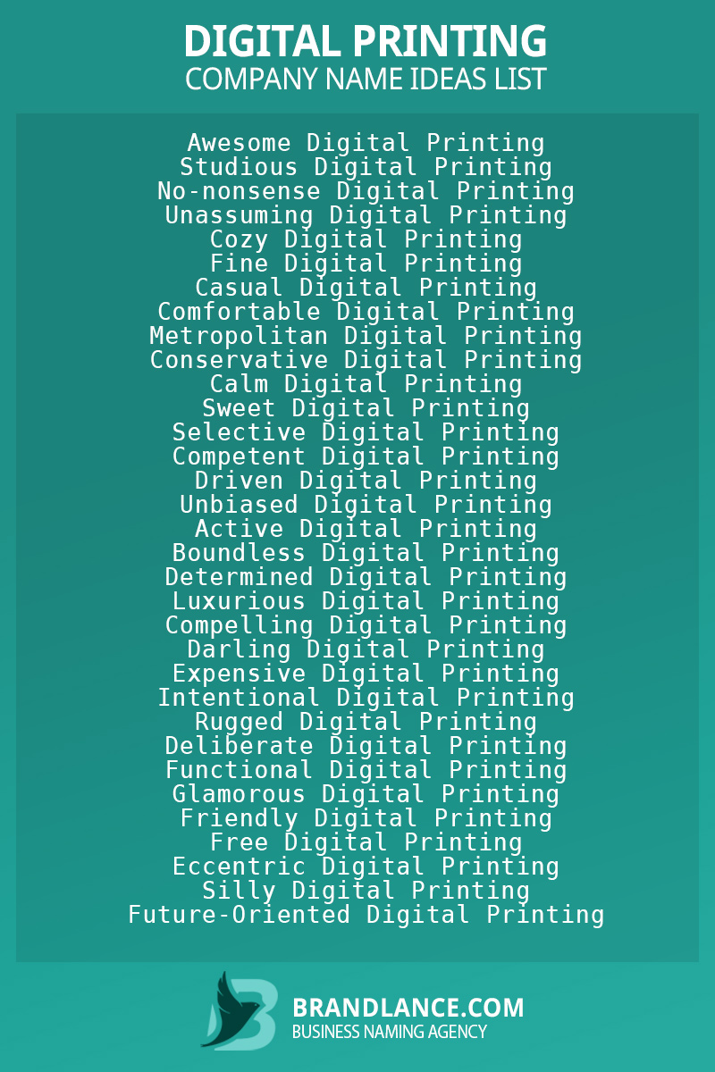 Digital printing business naming suggestions from Brandlance naming experts