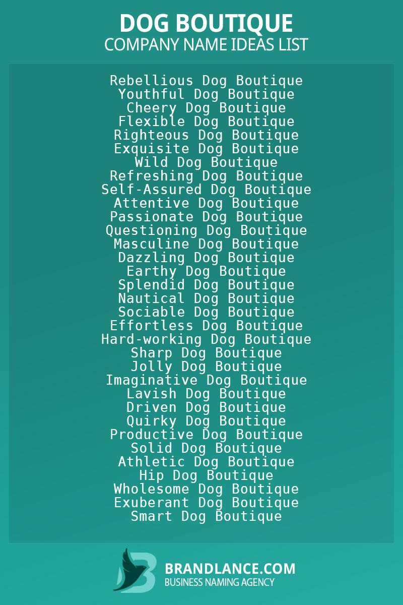 Dog boutique business naming suggestions from Brandlance naming experts