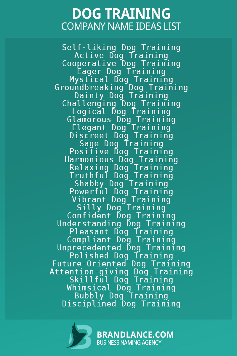 Dog training business naming suggestions from Brandlance naming experts
