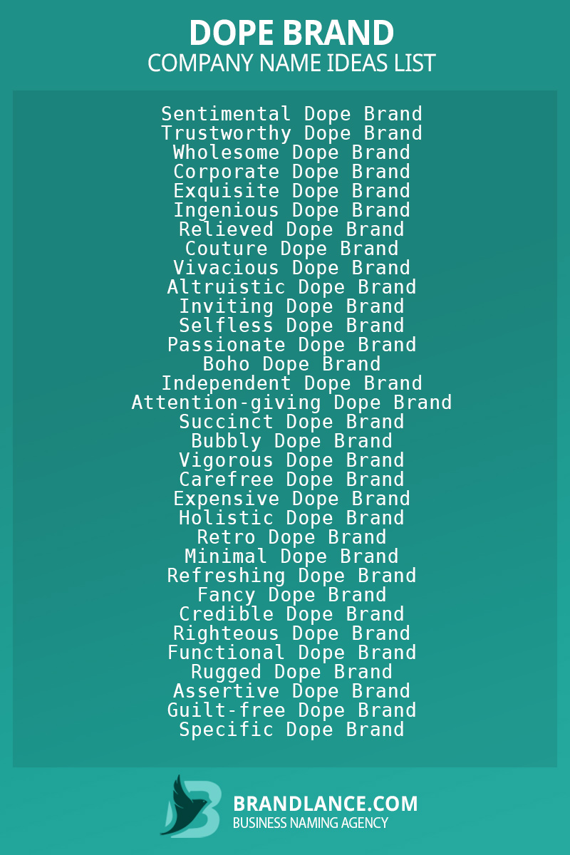Dope brand business naming suggestions from Brandlance naming experts