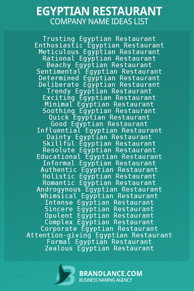 Egyptian restaurant business naming suggestions from Brandlance naming experts
