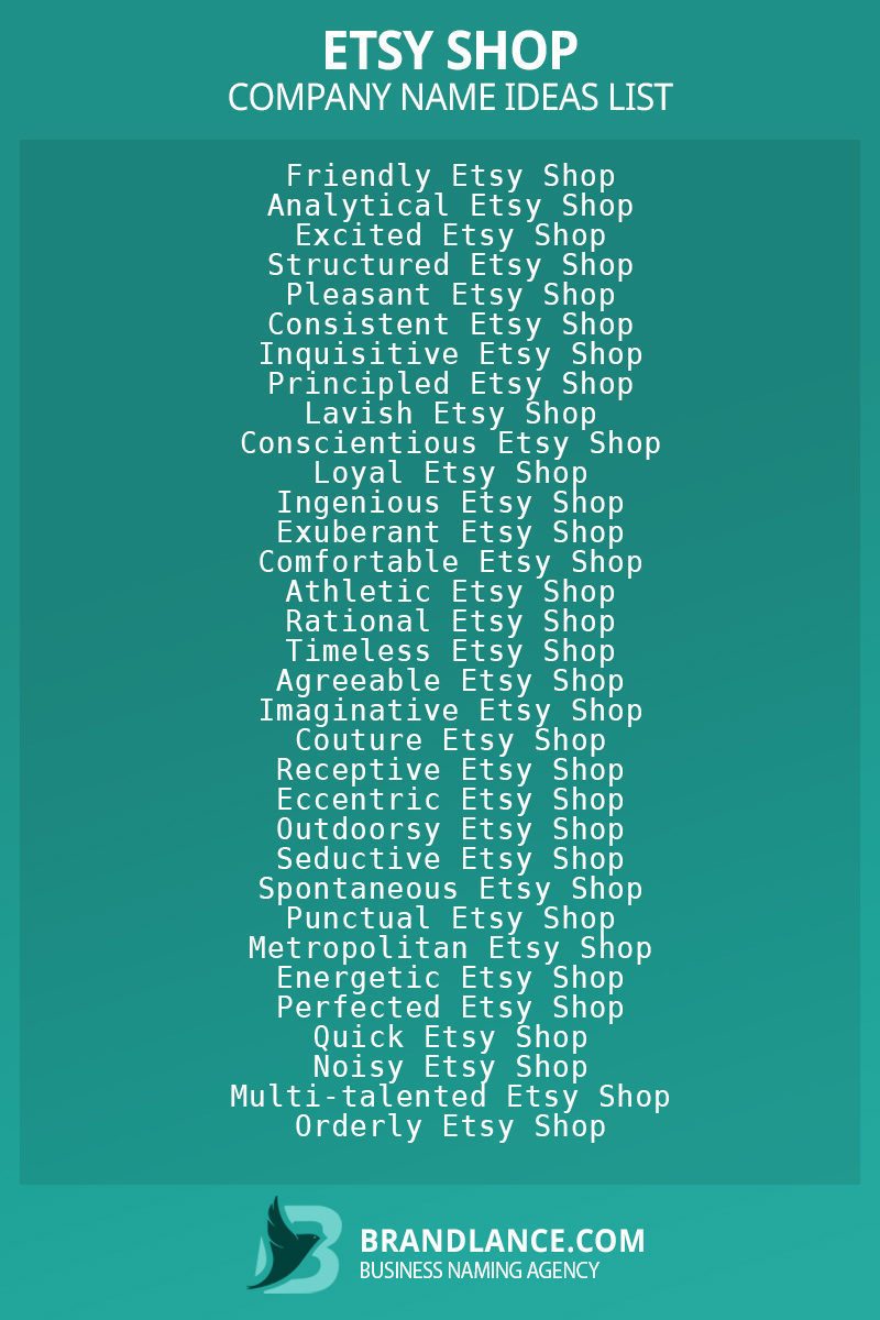 Etsy shop business naming suggestions from Brandlance naming experts
