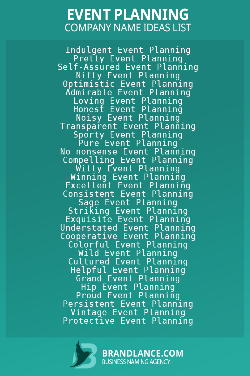 Event planning business naming suggestions from Brandlance naming experts