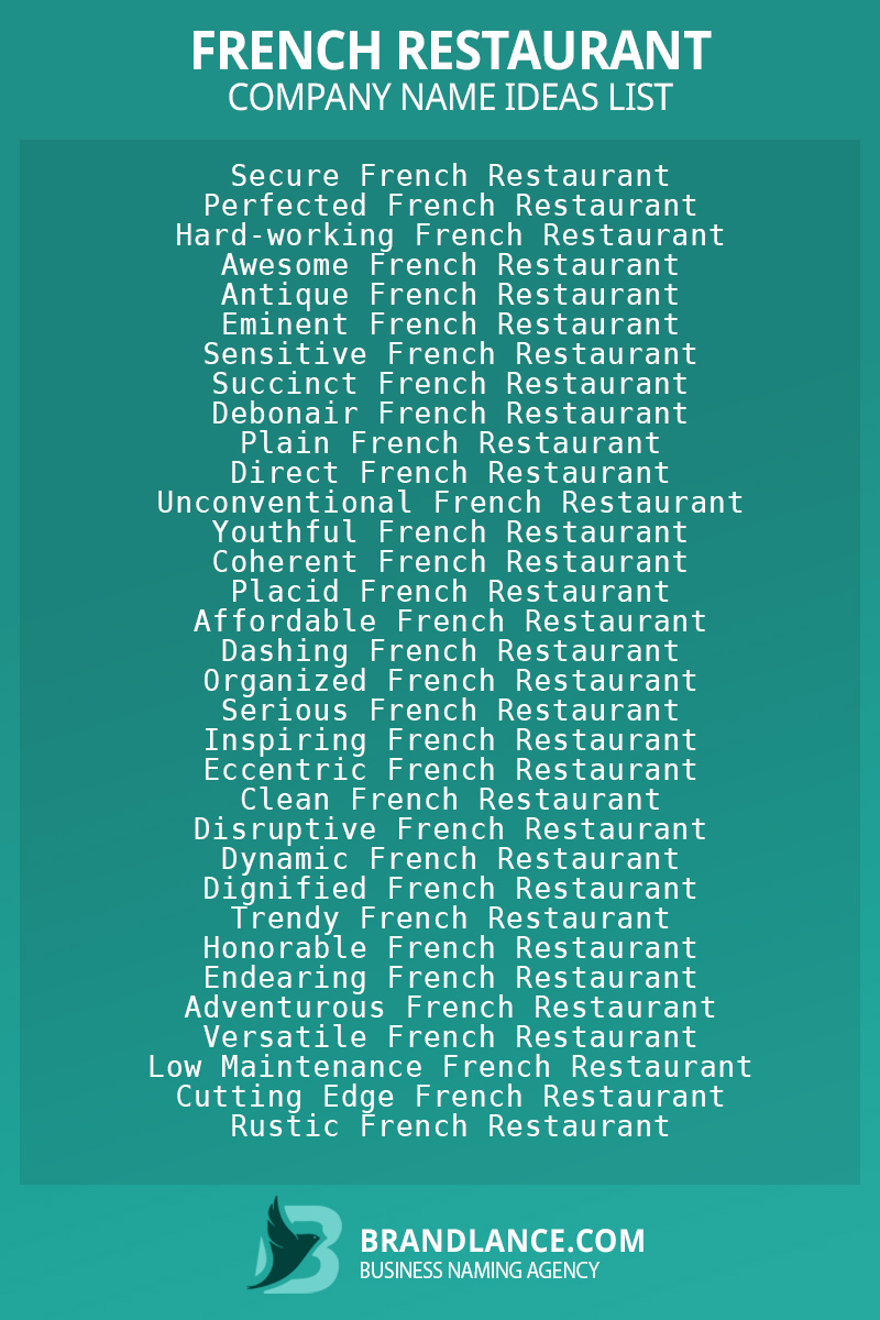 French restaurant business naming suggestions from Brandlance naming experts