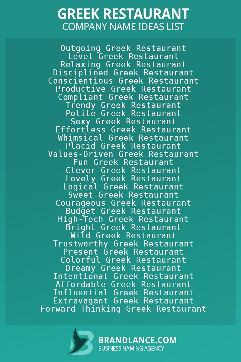 Greek restaurant business naming suggestions from Brandlance naming experts