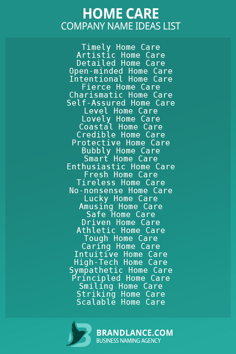 Home care business naming suggestions from Brandlance naming experts