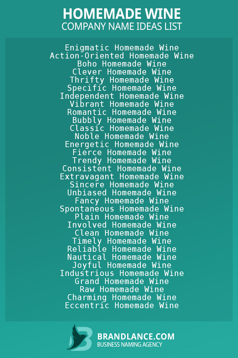 Homemade wine business naming suggestions from Brandlance naming experts