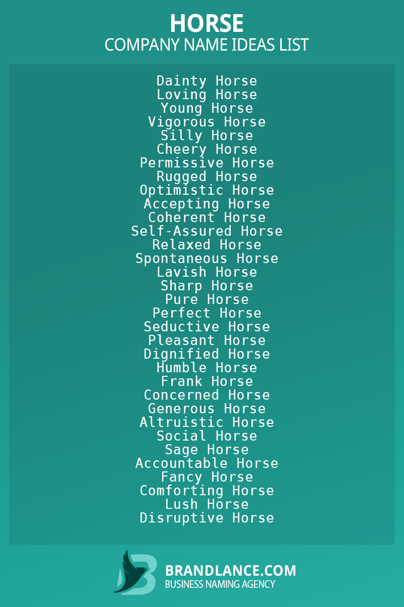 Horse business naming suggestions from Brandlance naming experts