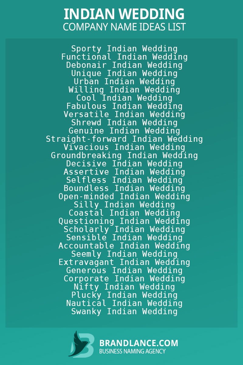 1311 Indian Wedding Business Name Ideas List Generator