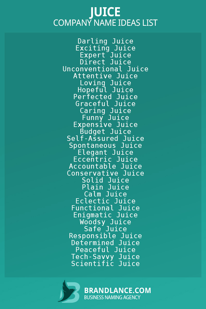 Juice business naming suggestions from Brandlance naming experts