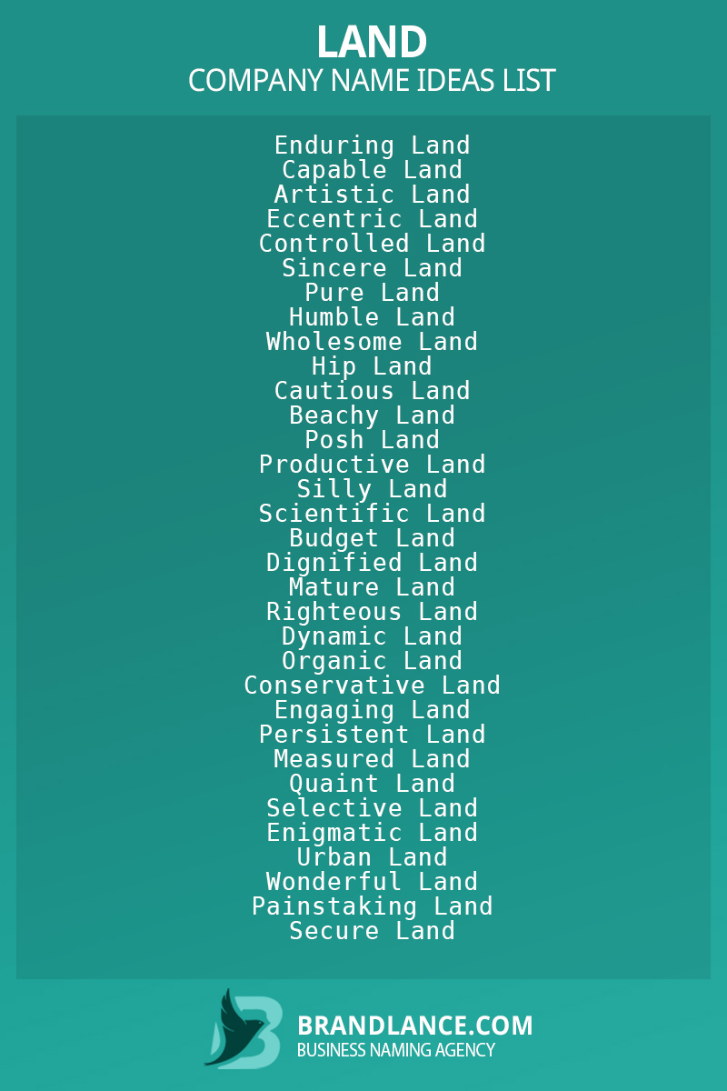 1593 Cool Land Company Name Ideas List Generator 2024