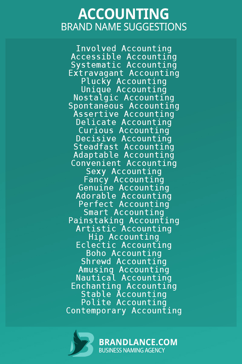 List of brand name ideas for newAccountingcompanies