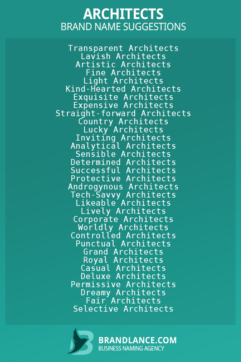 List of brand name ideas for newArchitectscompanies