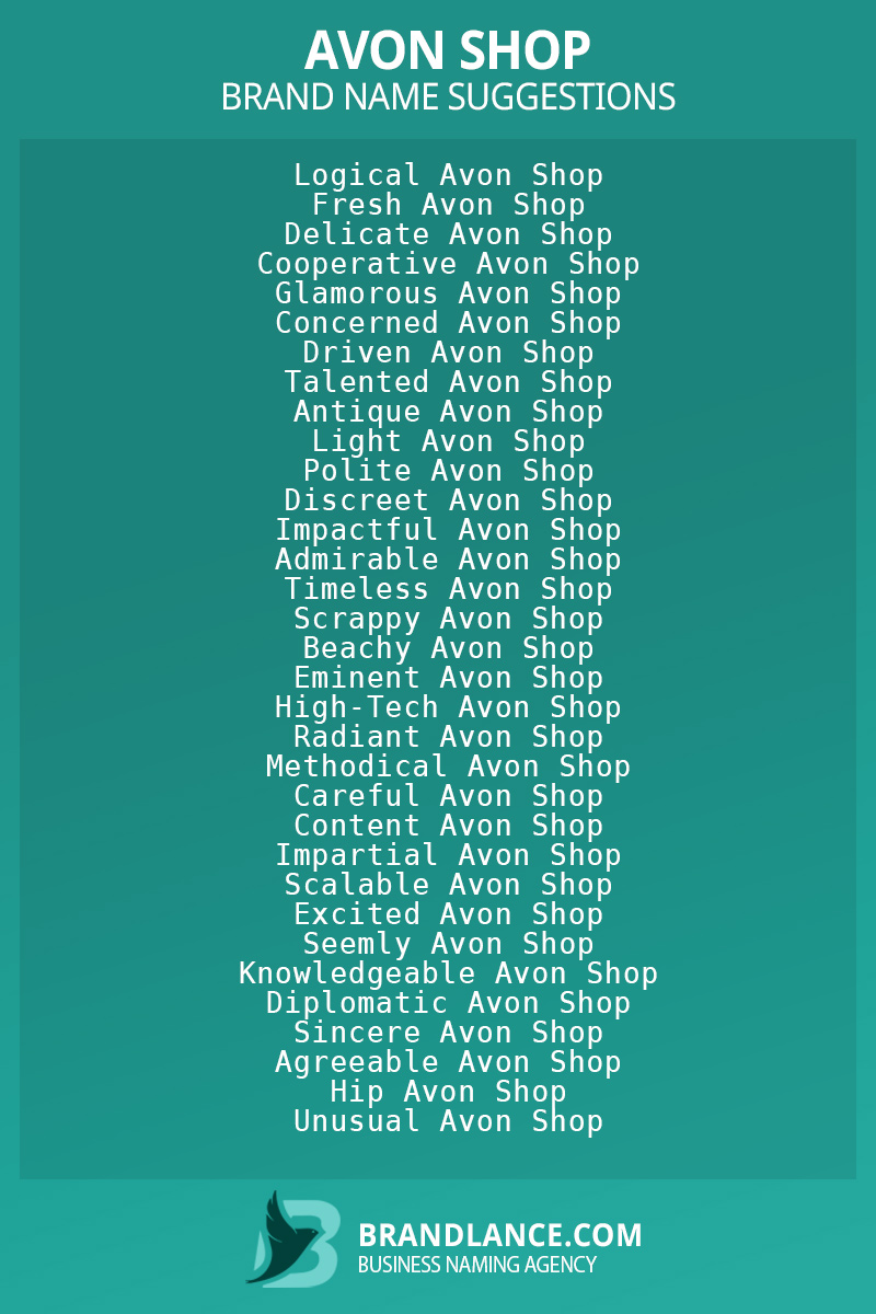 List of brand name ideas for newAvon shopcompanies