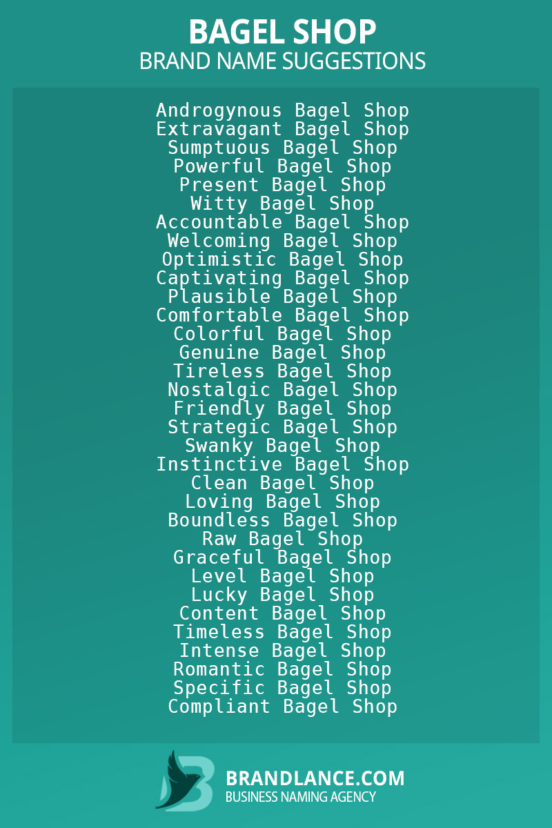 List of brand name ideas for newBagel shopcompanies