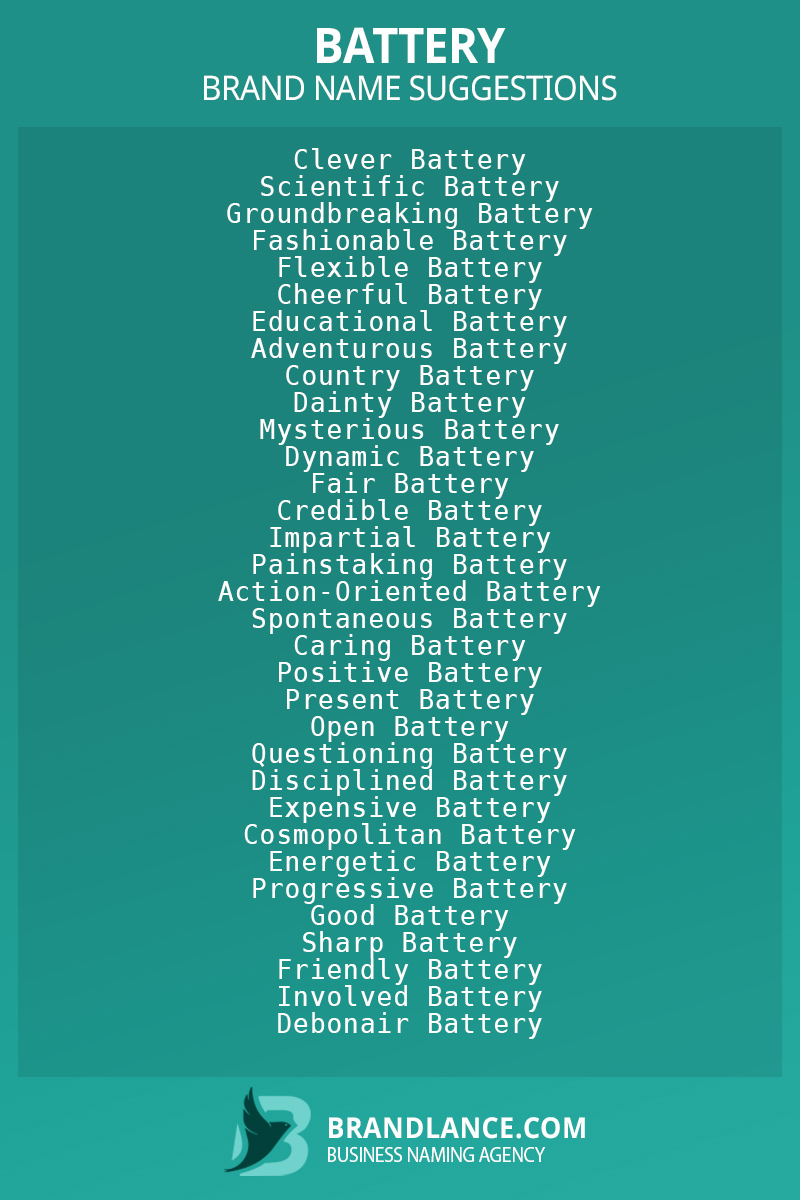 List of brand name ideas for newBatterycompanies