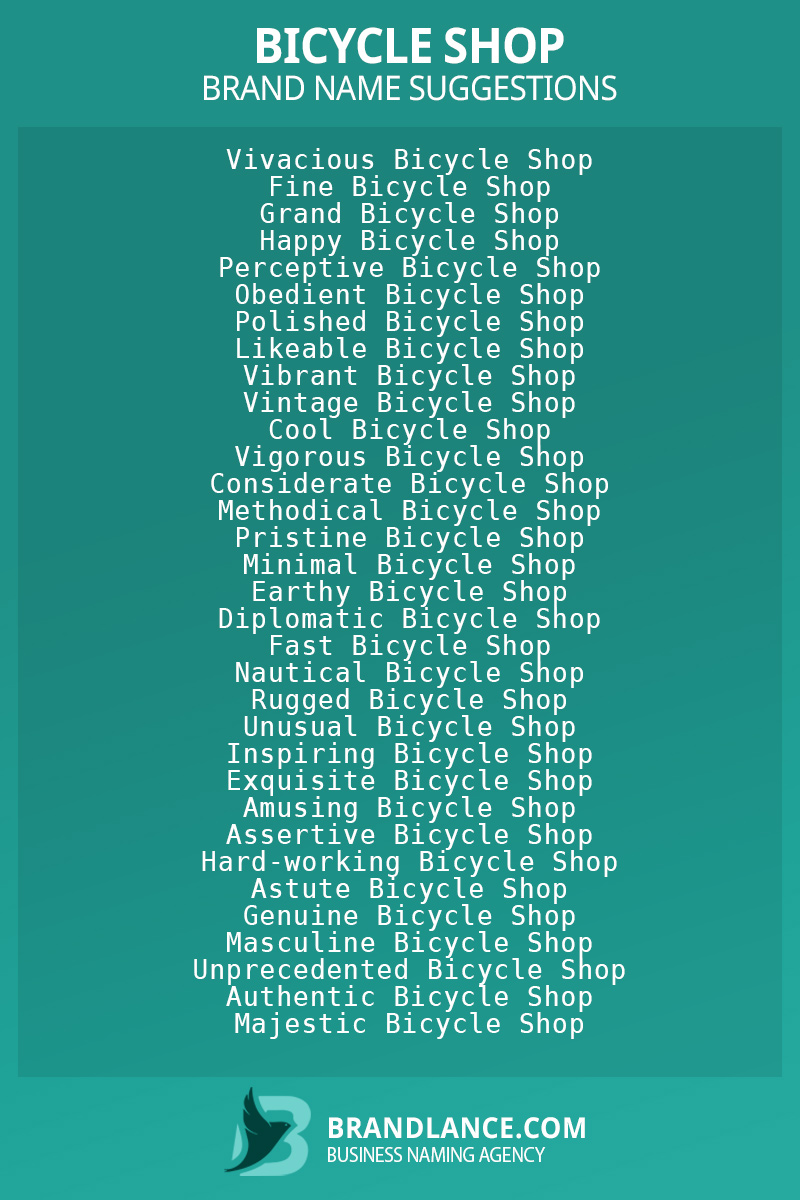 List of brand name ideas for newBicycle shopcompanies