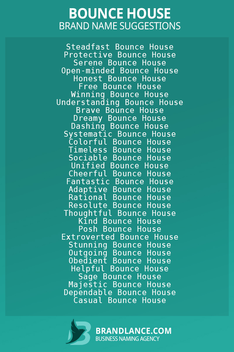 List of brand name ideas for newBounce housecompanies