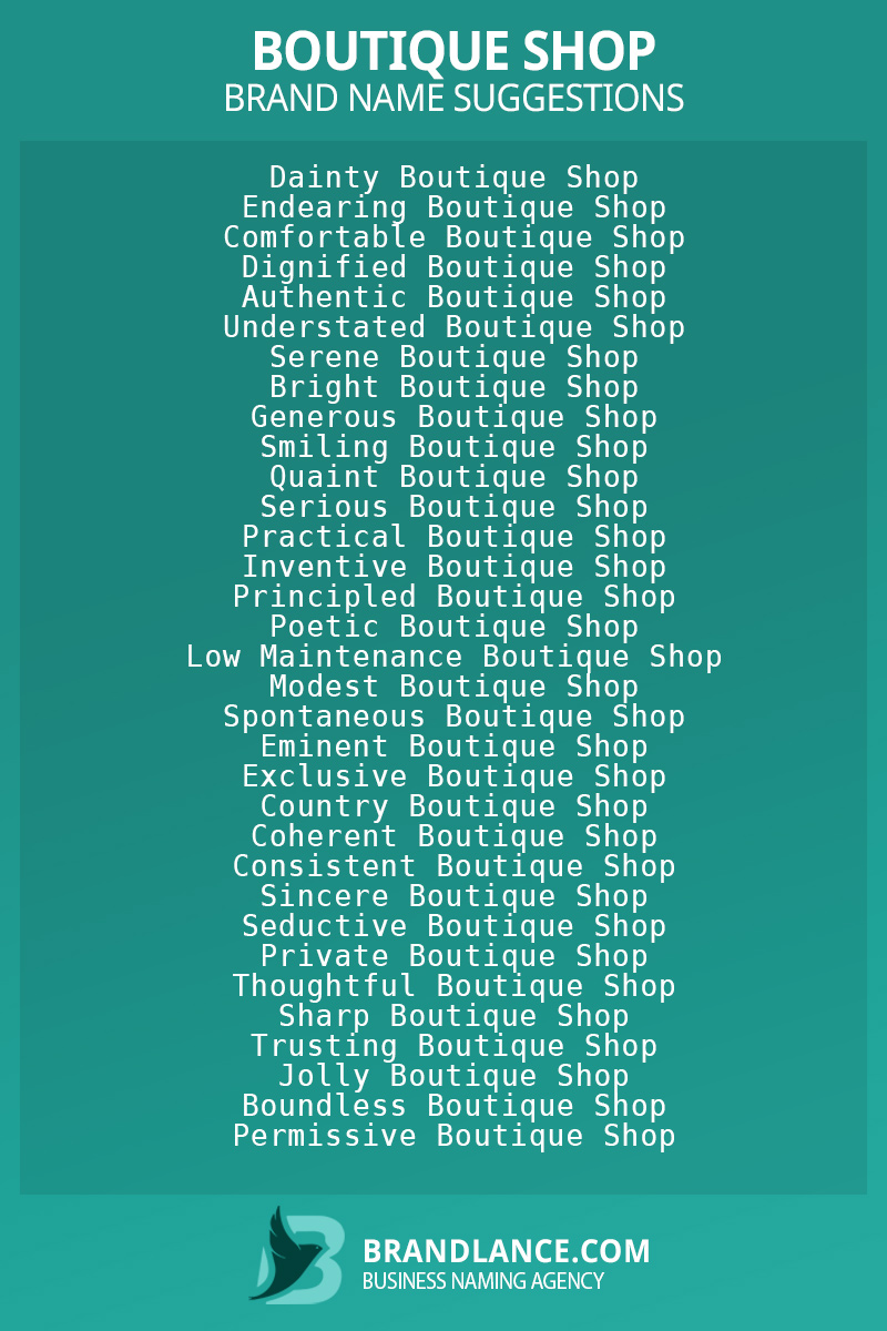 List of brand name ideas for newBoutique shopcompanies