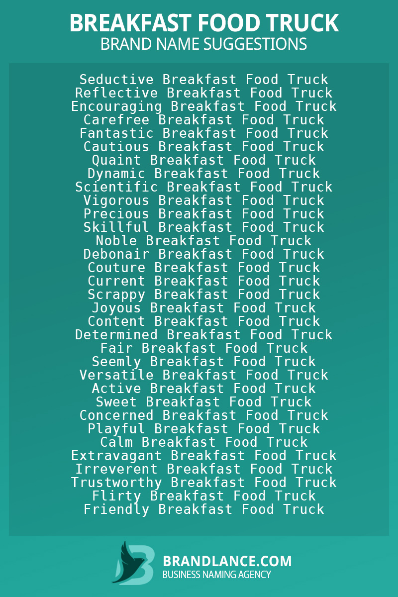 List of brand name ideas for newBreakfast food truckcompanies