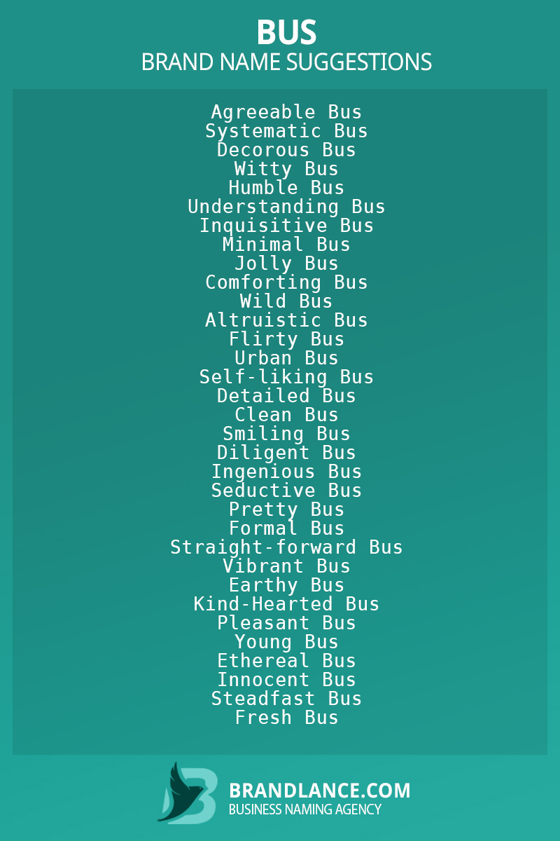 List of brand name ideas for newBuscompanies
