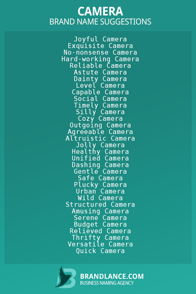 List of brand name ideas for newCameracompanies